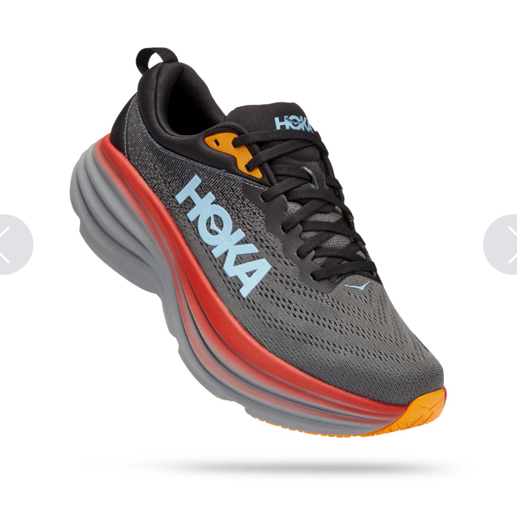 Hoka Men’s Gray Athletic Shoe With Orange & Light Blue Accents